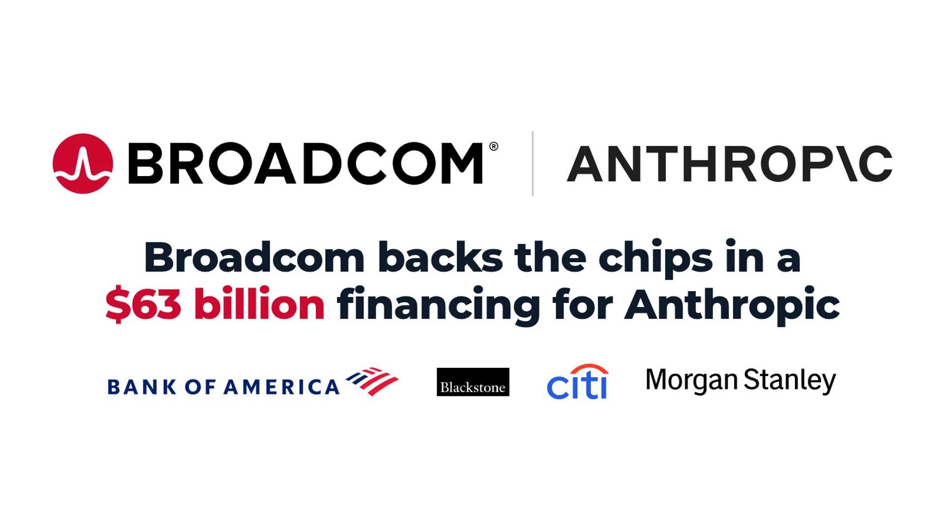 Broadcom and Anthropic logos above Bank of America, Blackstone, Citi, and Morgan Stanley logos