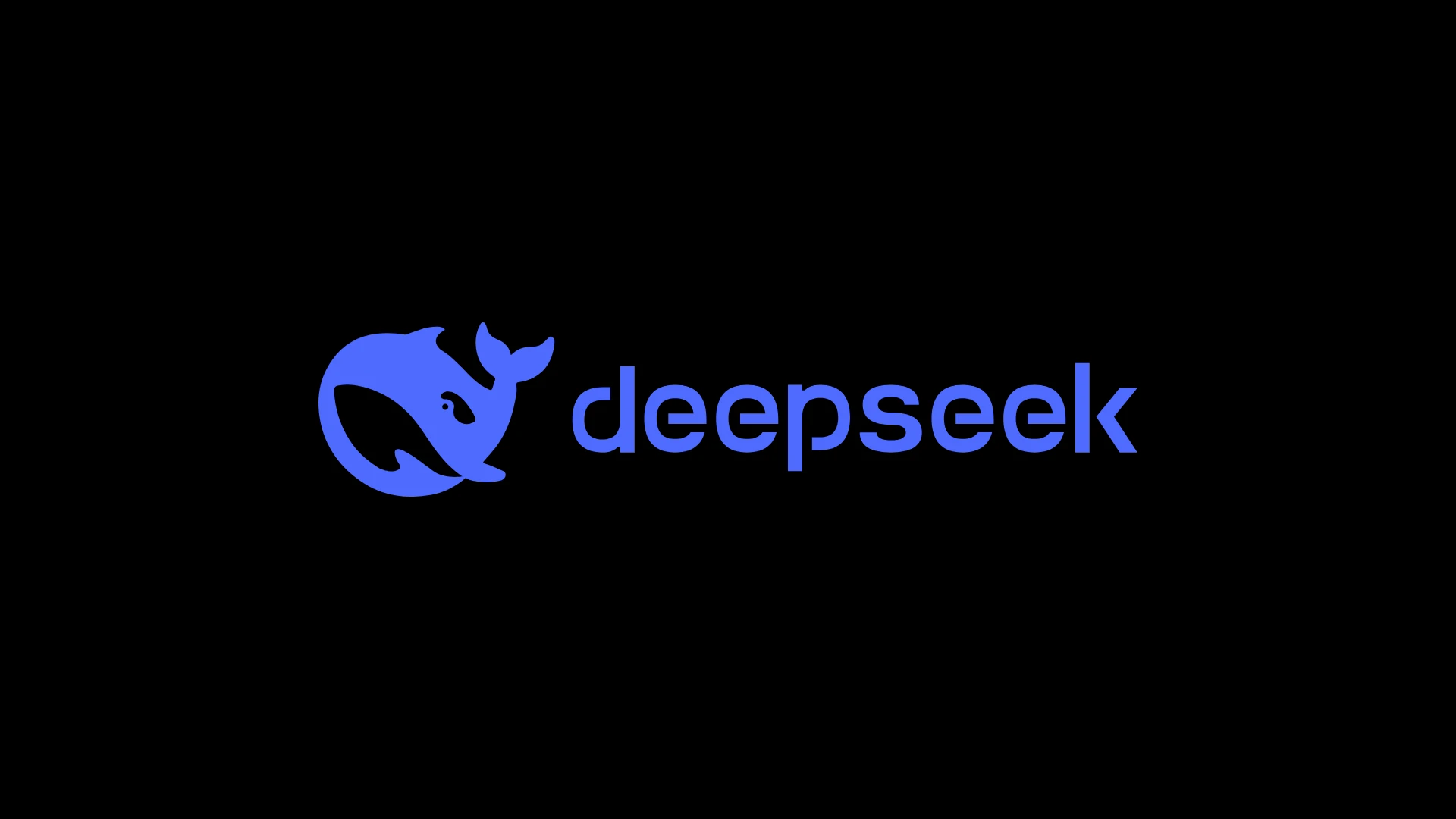 The DeepSeek logo in blue on a black background.