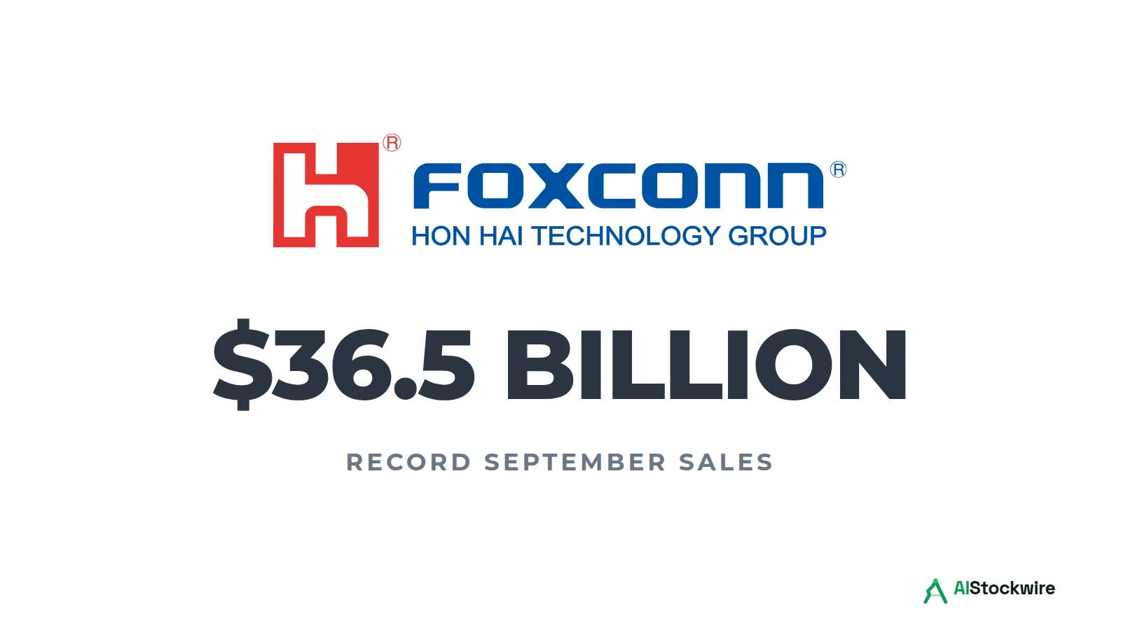 Foxconn logo above the text $36.5 billion, record September sales