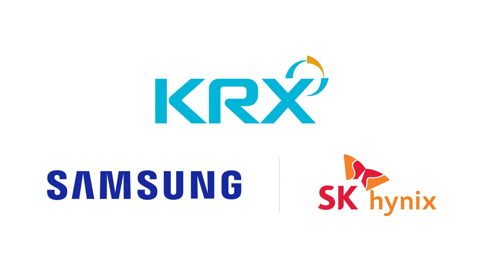 Korea Exchange (KRX) logo above the Samsung and SK Hynix logos