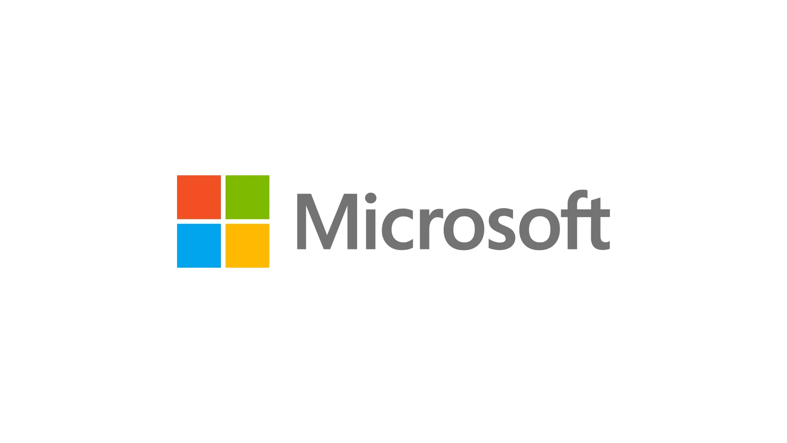 Microsoft logo, four colored squares beside the wordmark, centered on a white background.