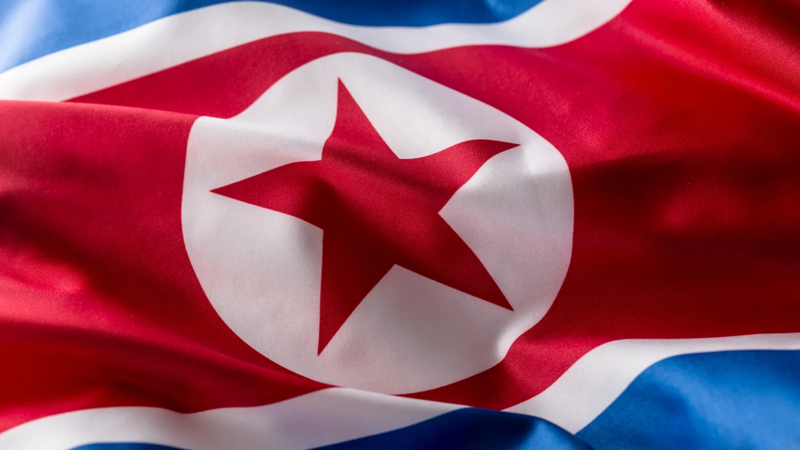 North Korean flag waving
