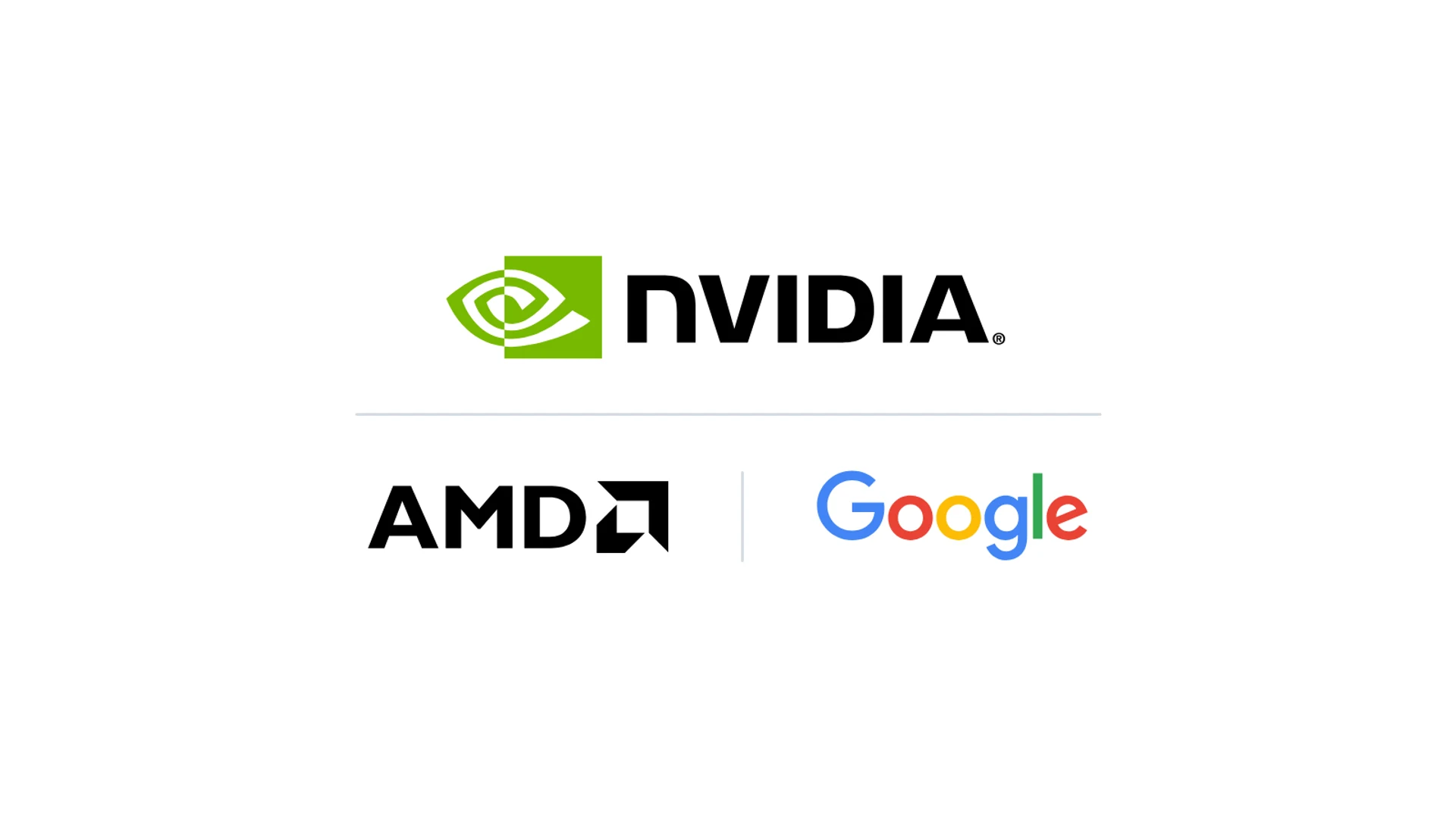 Nvidia logo above the AMD and Google logos