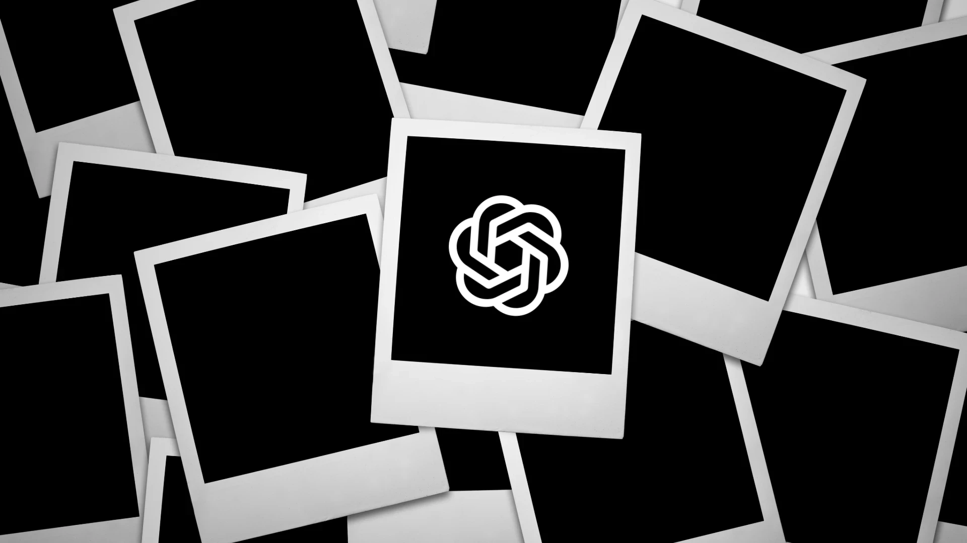 Blank instant photos with the OpenAI logo