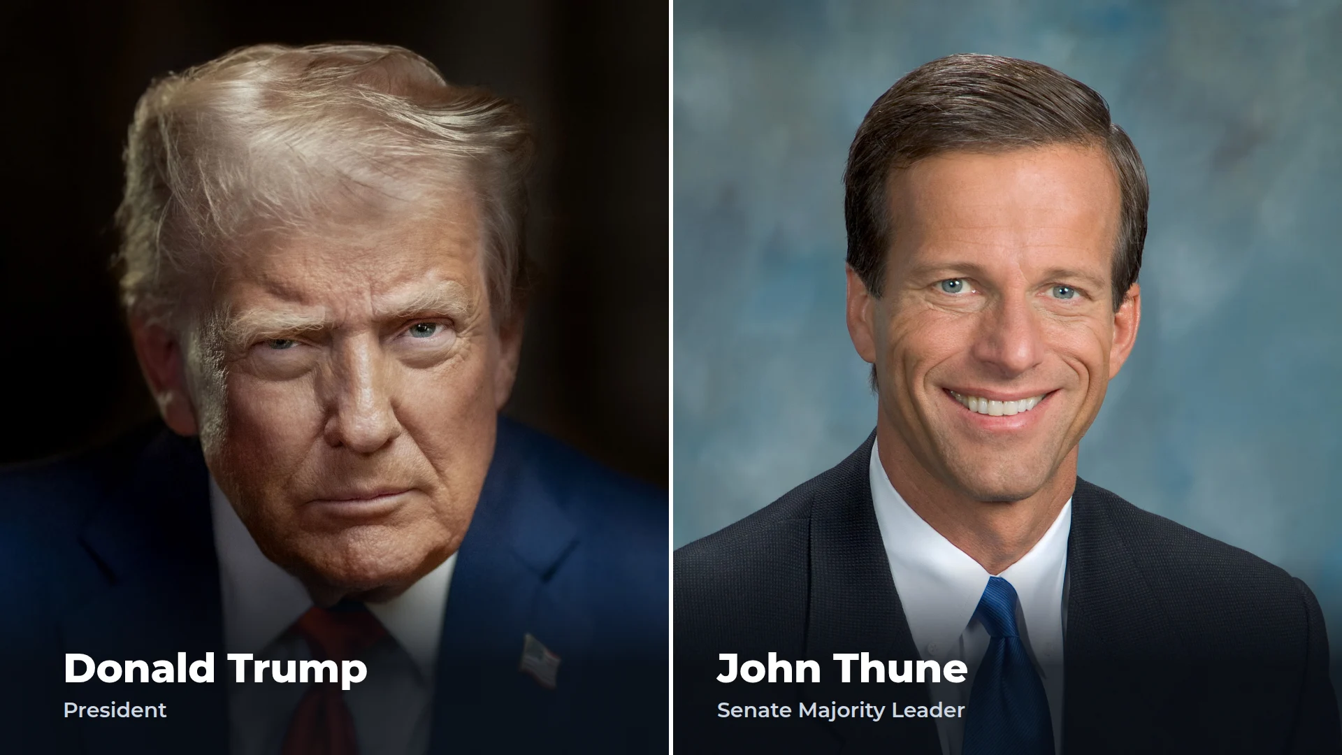 President Donald Trump and Senate Majority Leader John Thune
